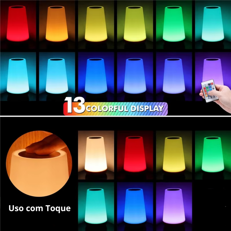 Luminária Portátil Recarregável 13 Cores